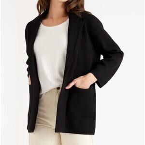 QUINCE 100% Organic Cotton Knit Blazer Black Sz M {TT48}
